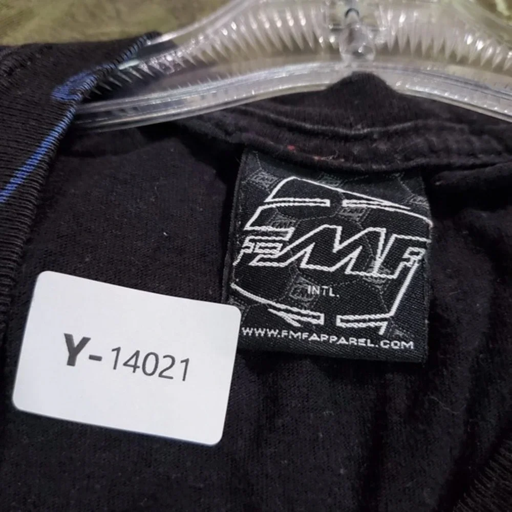 VINTAGE‎ FMF Men T-Shirt Large Black Logo Graphic Short Sleeve Motocros Tee